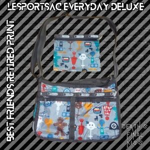 Lesportsac Everyday Deluxe Best Friends diaper bag retired print crossbody purse
